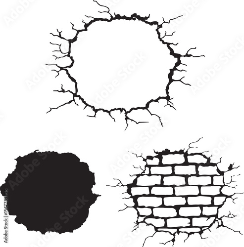 Cracked Wall & Hole Effects: Grunge Brick & Abstract Break Textures