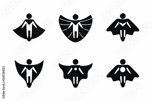 set of Superhero icon silhouette vector illustration