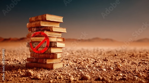 Books on a desert plain