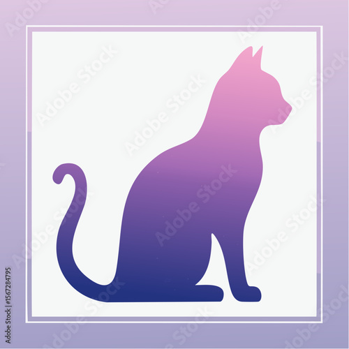minimalist seated cat silhouette in clean side profile with smooth flowing lines