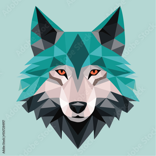low-poly wolf head profile with geometric triangular facets