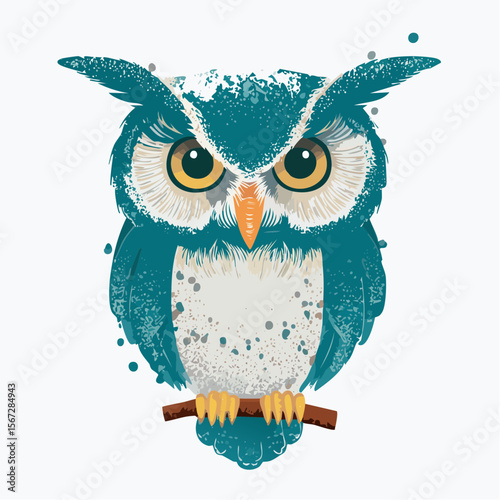 stippled owl head in profile with soft ink scatter
