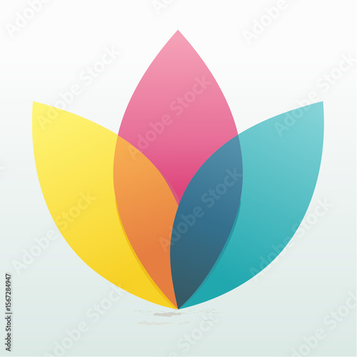 three translucent overlapping petals with soft color layering effect