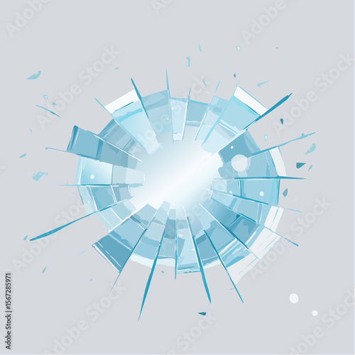 Illustration of a shattered glass window with radiating cracks and fragments.