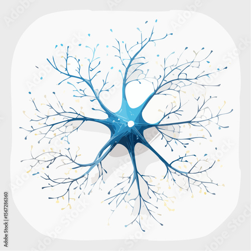 Detailed illustration of a neuron, showcasing its complex branching structure.