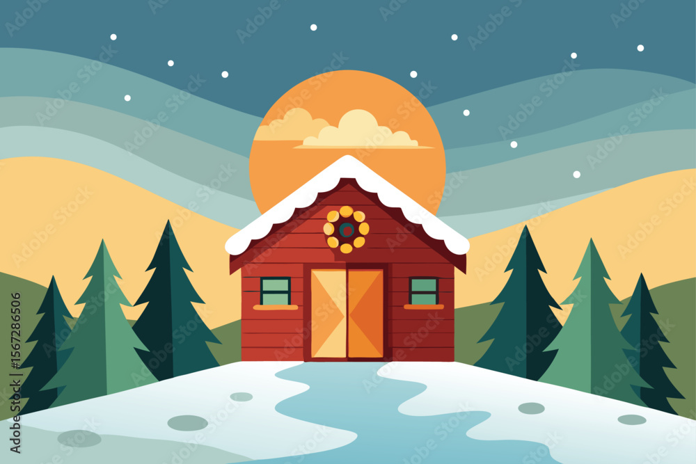 Fototapeta premium winter landscape with houses