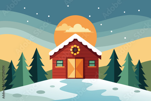 winter landscape with houses