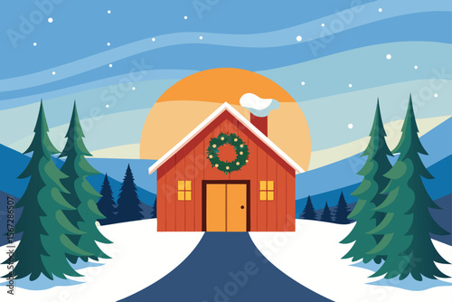 winter landscape with house