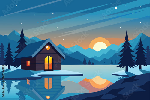 winter landscape with house