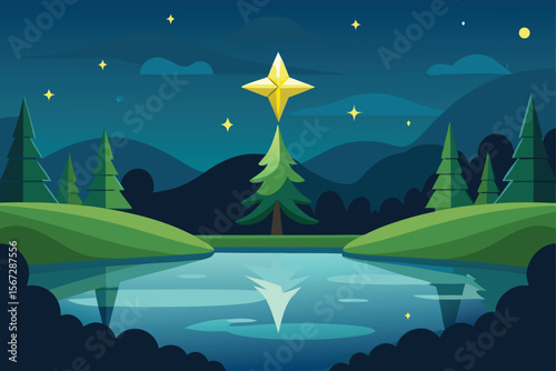 night landscape with mountains
