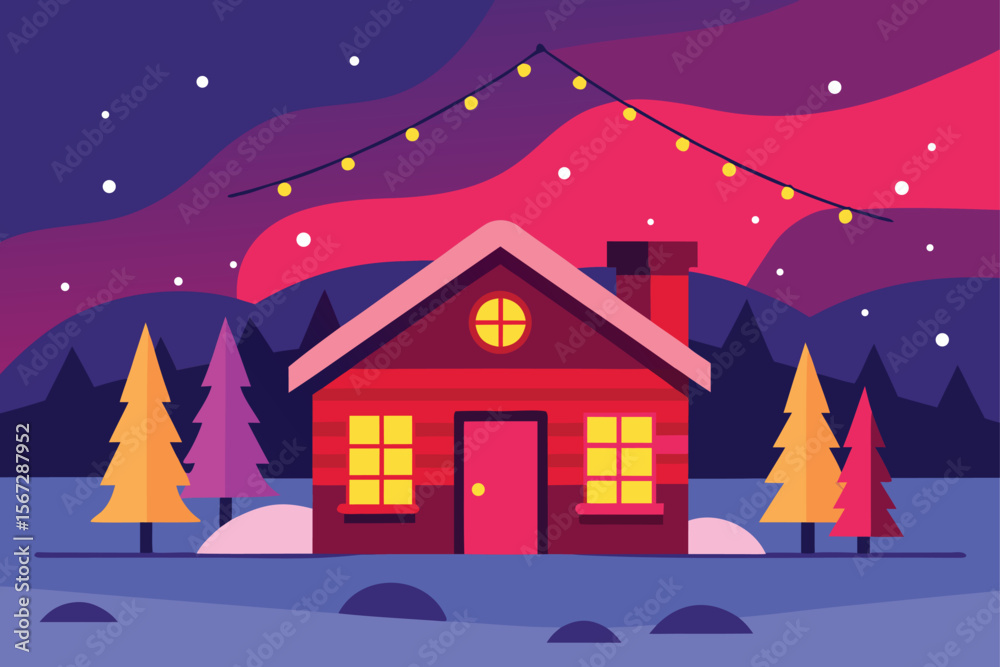 Fototapeta premium winter landscape with house