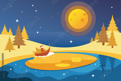 night landscape with moon