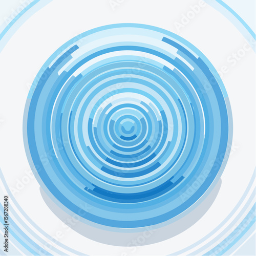 Abstract circular design with concentric rings in varying shades of blue, creating a layered, futuristic effect.