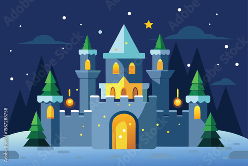 winter landscape with castle