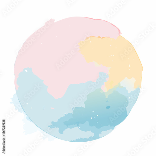 Abstract watercolor sphere with soft pastel colors, blending smoothly, creating a vibrant design.