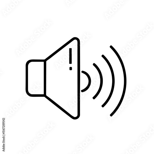 Simple black line drawing of a speaker icon with sound waves emanating.
