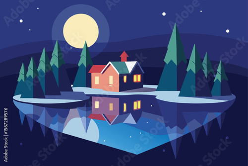 winter landscape with house