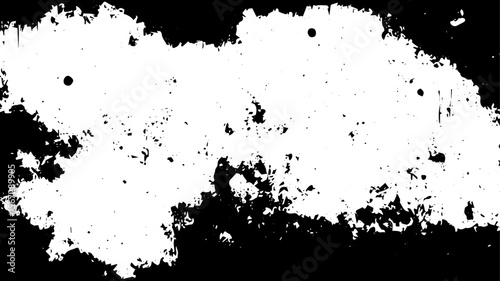 Grunge Texture with Weathered Paint Effect and Eroded Edge Overlay, High Contrast Black and White Design