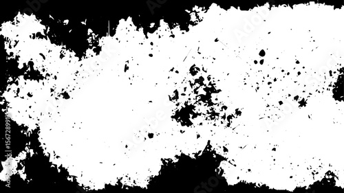 Grunge Texture with Rough Splattered Borders, Abstract Black and White Background for Urban and Vintage Design