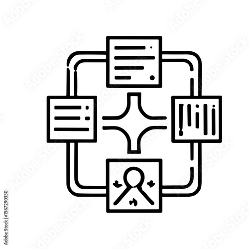 Interconnected data blocks forming a network around a central user profile.