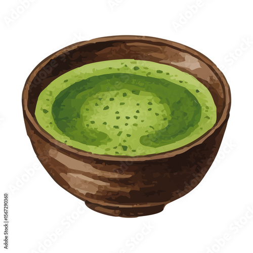 Vector watercolor Matcha / 水彩テイストの抹茶イラスト