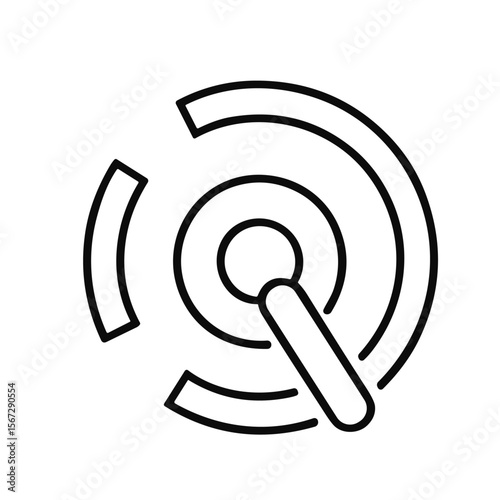 A simple line drawing of a dial or control knob with concentric circles and a lever.