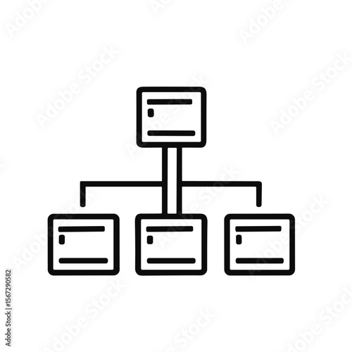 A simple hierarchical diagram with a central node connected to three lower-level nodes, all represented as outlined squares.