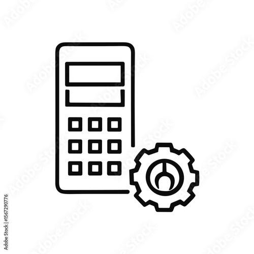 A calculator icon next to a gear icon, representing settings or configuration.