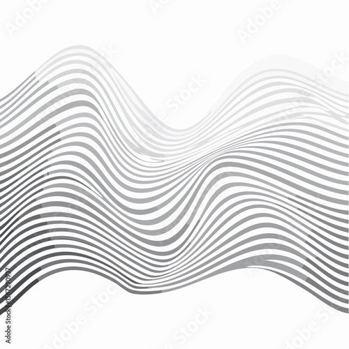 Abstract grayscale illustration of undulating, wave-like lines creating a visual pattern.