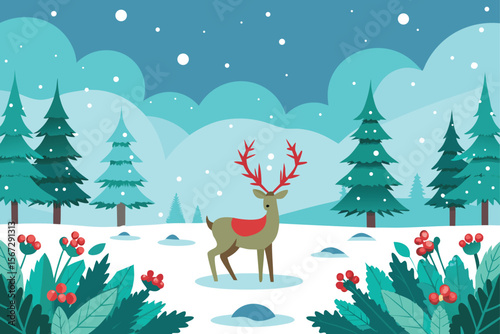 christmas card with reindeer