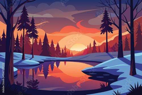 sunset on the lake