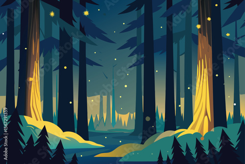 night landscape with moon