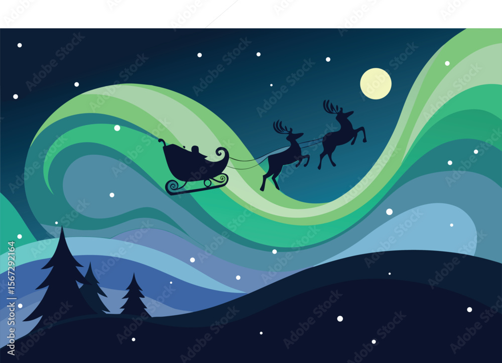 Naklejka premium santa claus on a sleigh