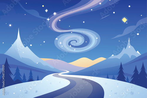 winter landscape with mountains