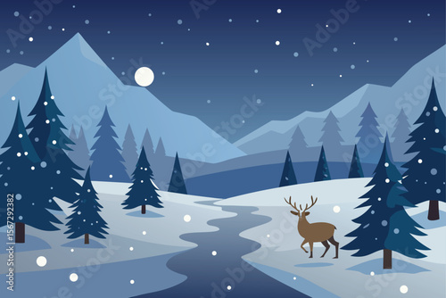 winter landscape with christmas trees