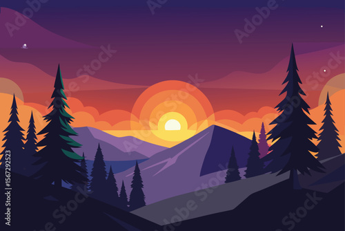 winter landscape with mountains
