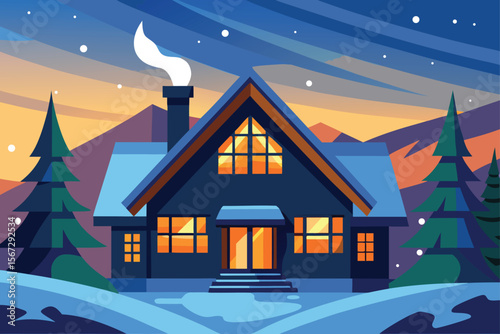 winter landscape with house