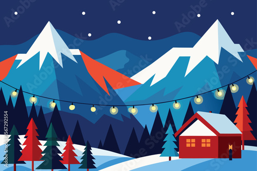 winter landscape with houses