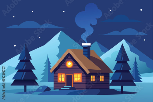 winter landscape with houses