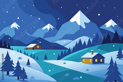 winter landscape vector illustration