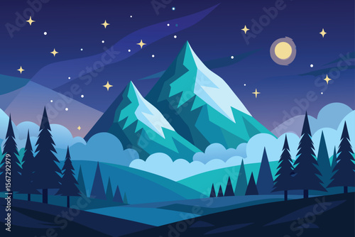 winter landscape with mountains