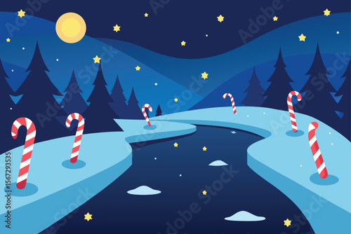 winter landscape with road and snow