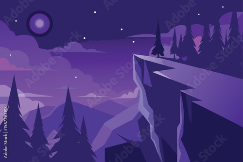 winter landscape with moon