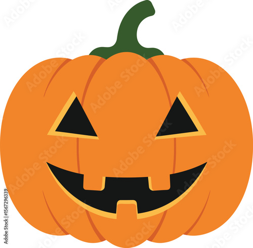 Cartoon illustration of a jack-o'-lantern pumpkin, smiling broadly.