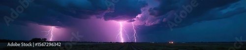Spectacular Lightning Storm Illuminates Vast Dark Landscape Dramatic Night Sky Photography