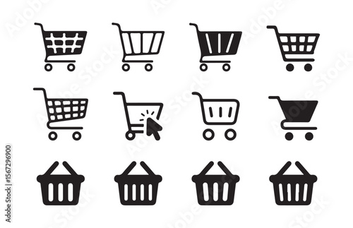 shopping cart icon set. Internet shop buy symbol. Vector illustration Eps 10
