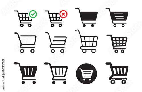 Shopping cart icons set. Shopping basket icon collection. . Web store shopping cart. Vector illustration eps 10