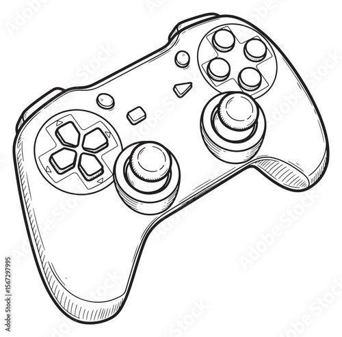 Detailed Ink Sketch of a Modern Video Game Controller