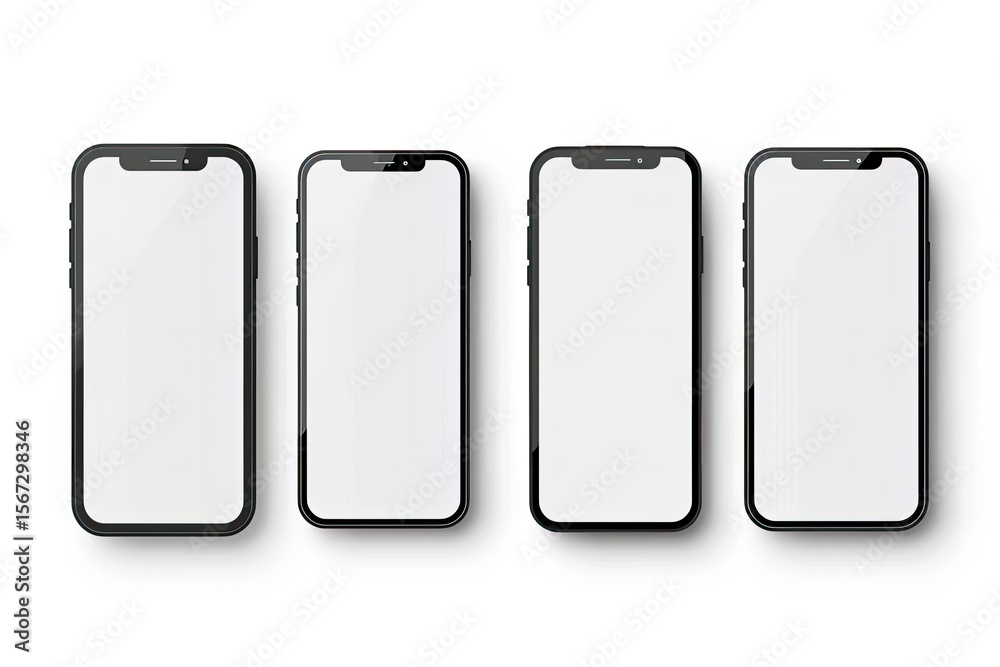 Smartphone Mockup Collection Template of Realistic, Modern Vector Mobile Phones