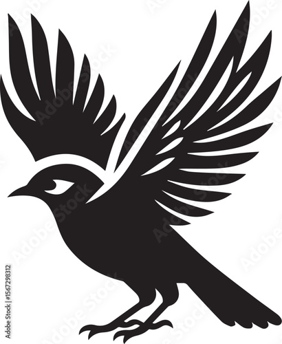 Vector bird myna silhouette illustration